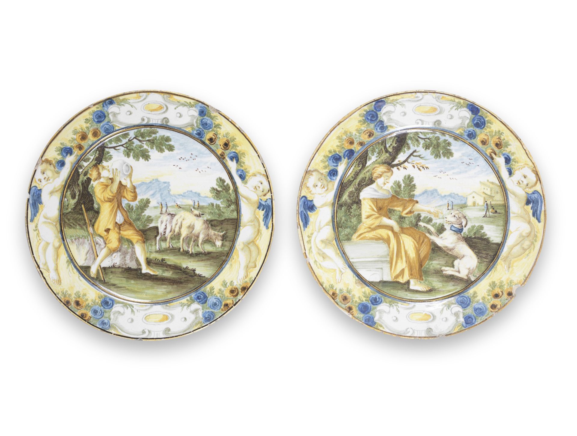 Two small Castelli maiolica plates, first half 18th century