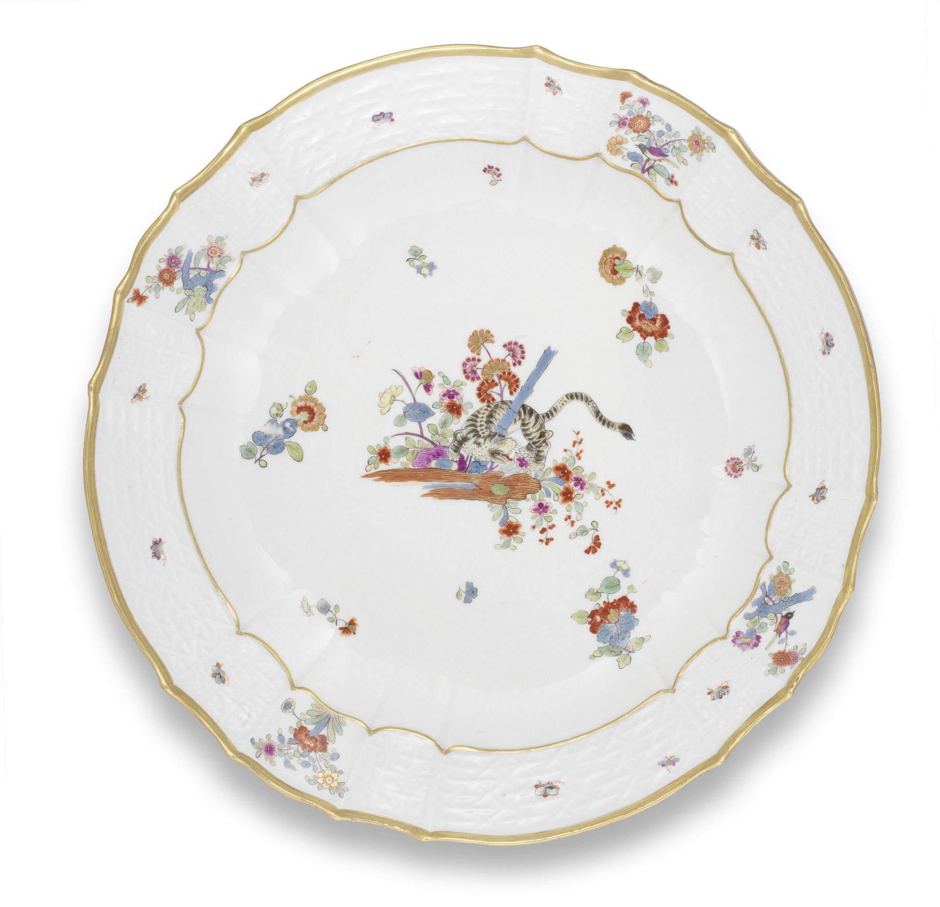 A large Meissen circular dish, circa 1741-45