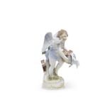 A Meissen figure of a Cupid feeding doves, circa 1900