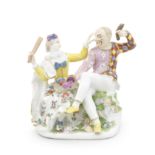 A Meissen group of Harlequin and Columbine, mid 18th century