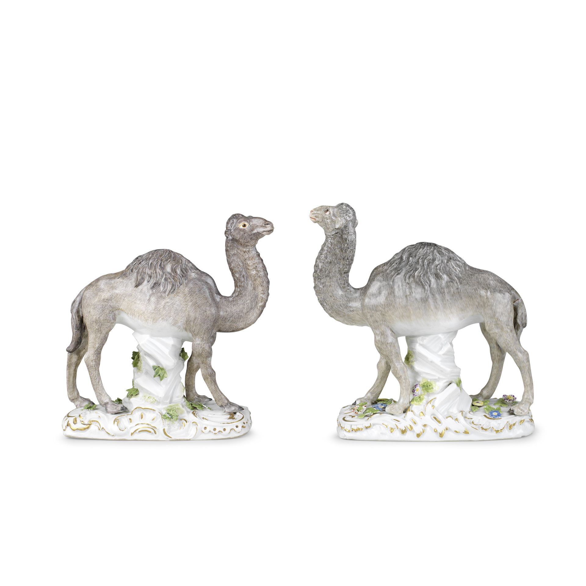 A very rare pair of Meissen models of dromedary, circa 1760-65