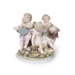 A Meissen group allegorical of Geometry, late 19th century