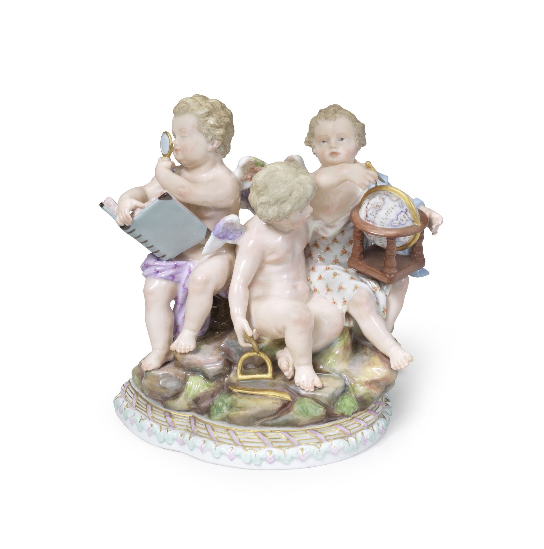 A Meissen group allegorical of Geometry, late 19th century