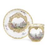 A Meissen coffee cup and saucer, circa 1750