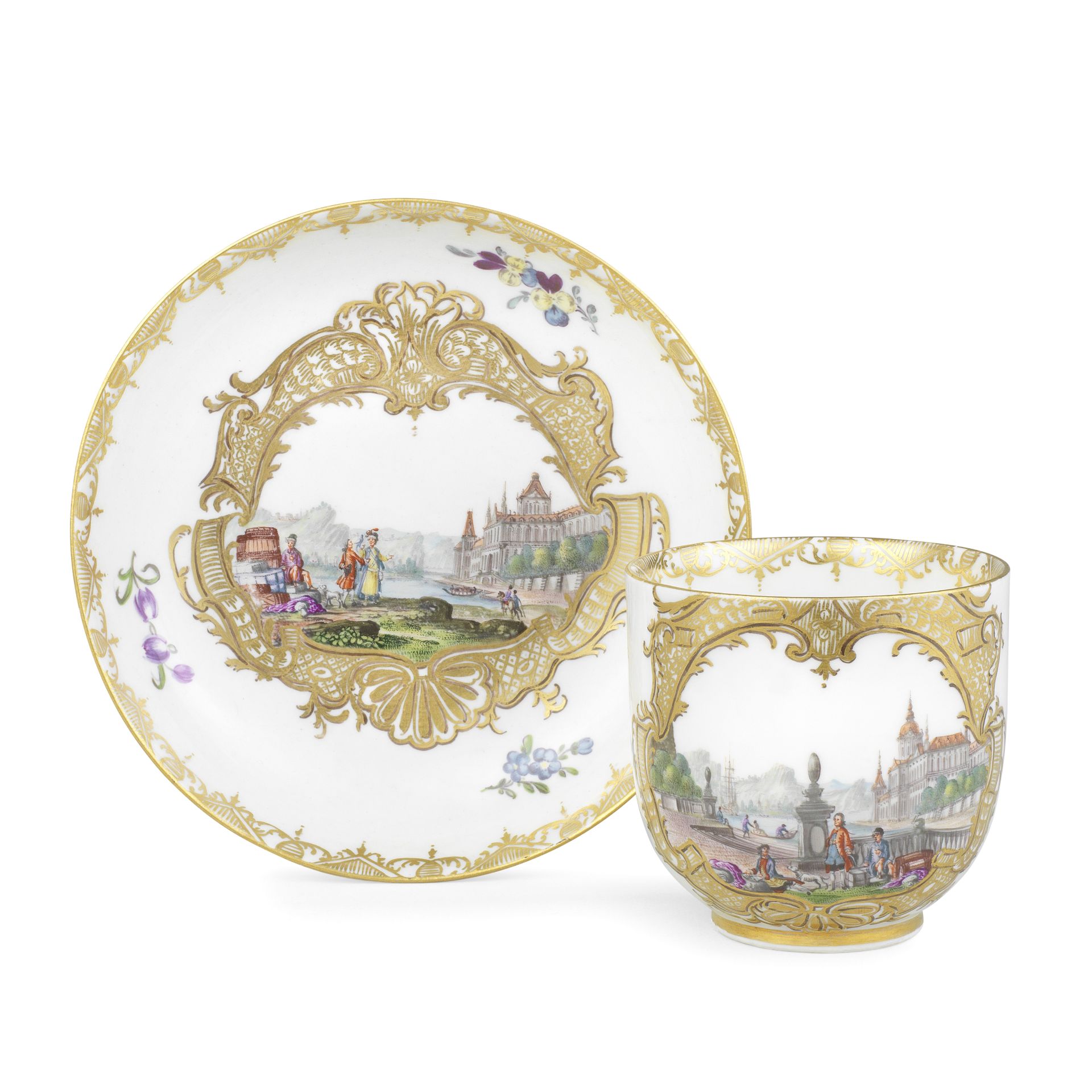 A Meissen coffee cup and saucer, circa 1750