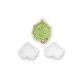 A pair of Doccia white leaf-shaped dishes together with a F&#252;rstenberg leaf-shaped dish, late...