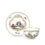 A Meissen teacup and saucer, circa 1750