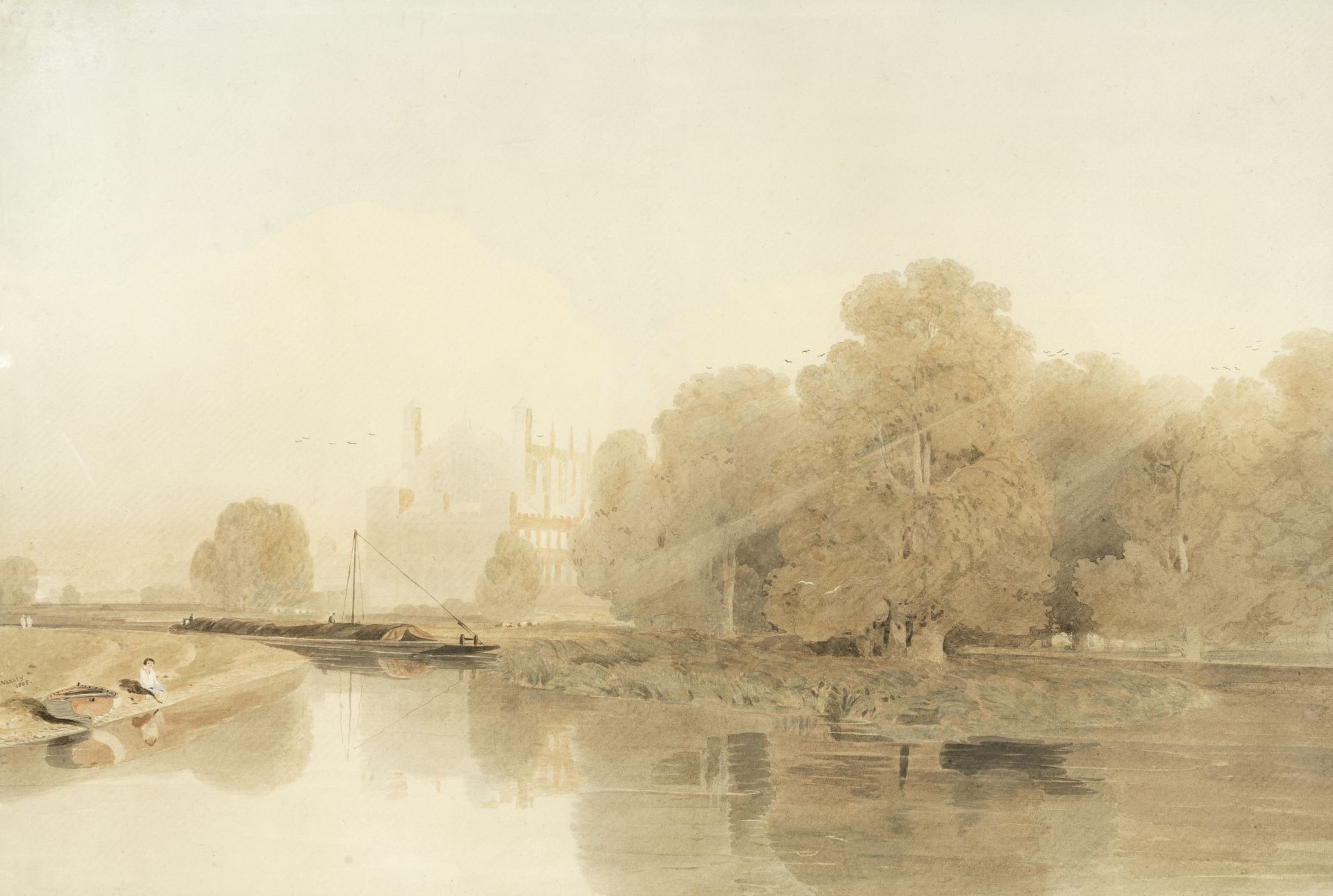 John Varley OWS (London 1778-1842) Eton College from the Thames