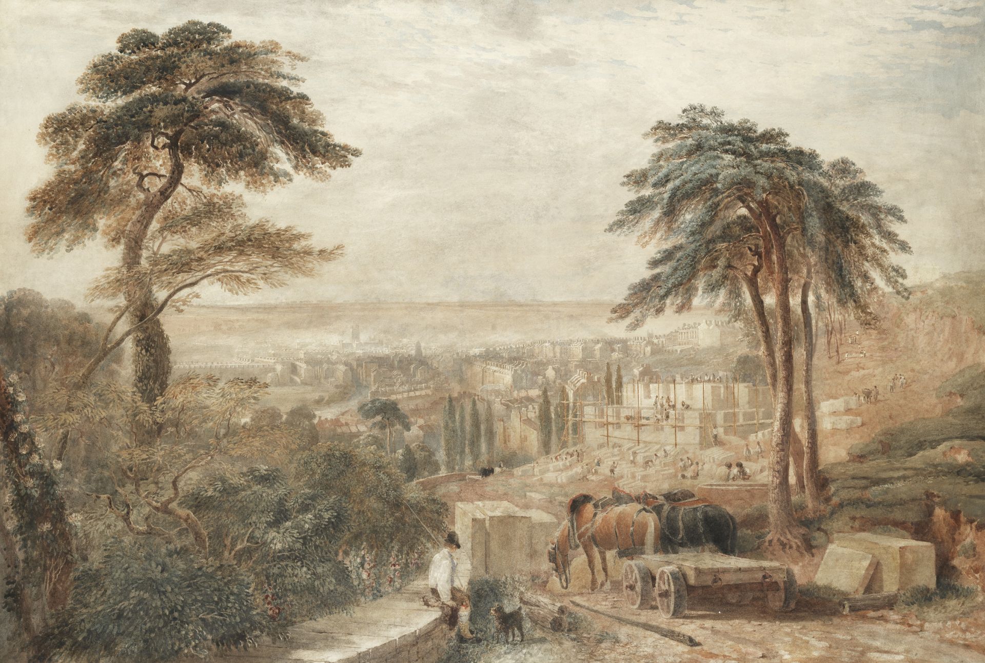David Cox Snr. O.W.S. (British, 1783-1859) View of the City of Bath from Beacon Hill