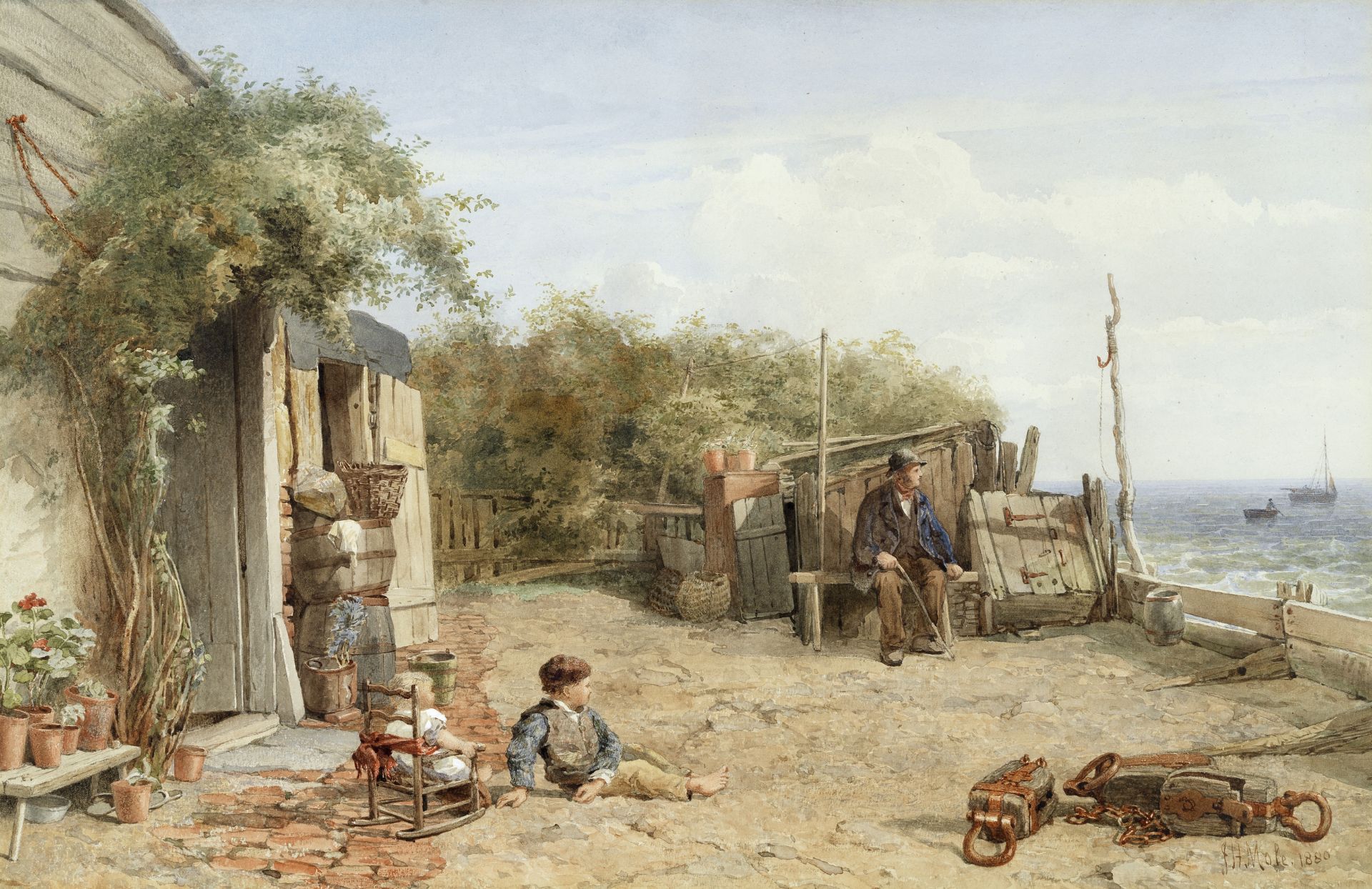 John Henry Mole (British, 1814-1886) The old fisherman's cottage