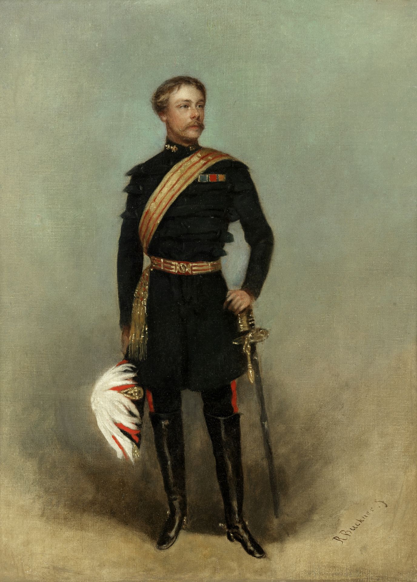 Richard Buckner (British, 1812-1883) Portrait of a cavalry officer in dress uniform