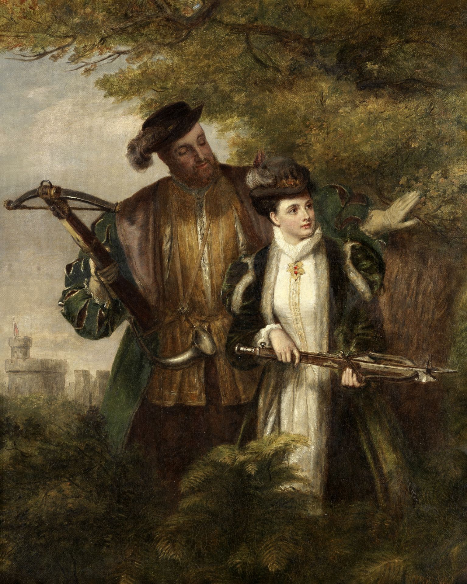 William Powell Frith, RA (British, 1819-1909) Henry VIII with Ann Boleyn deer shooting in Windsor...