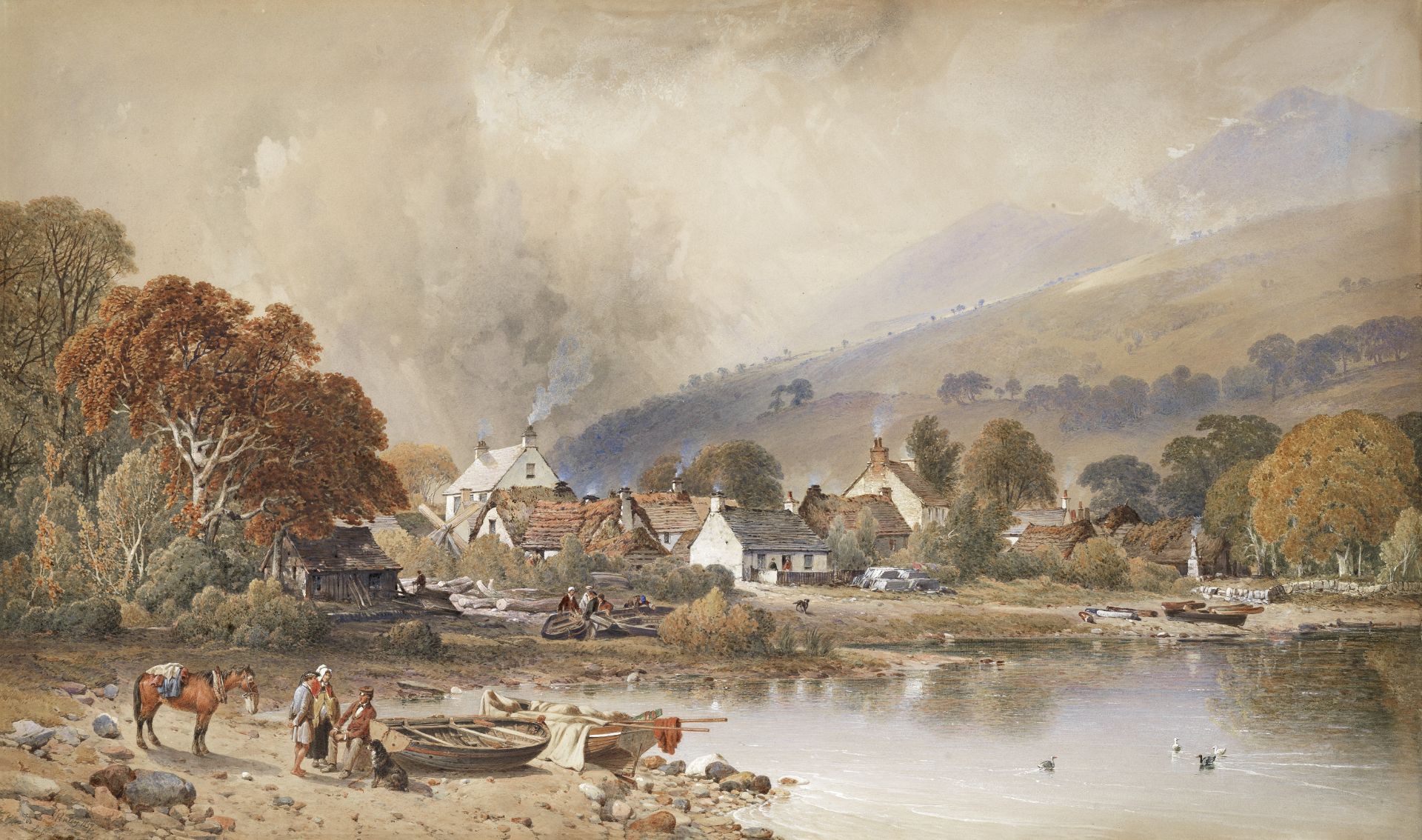 Aaron Edwin Penley (British, 1807-1870) 'The village of Luss, Loch Lomond, Scotland'