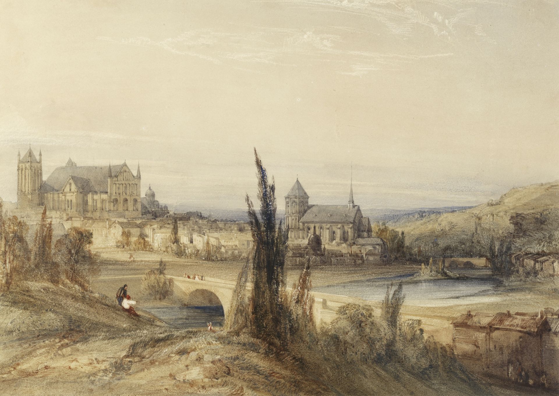 William Callow, RWS (British, 1812-1908) The town of Poitiers, France