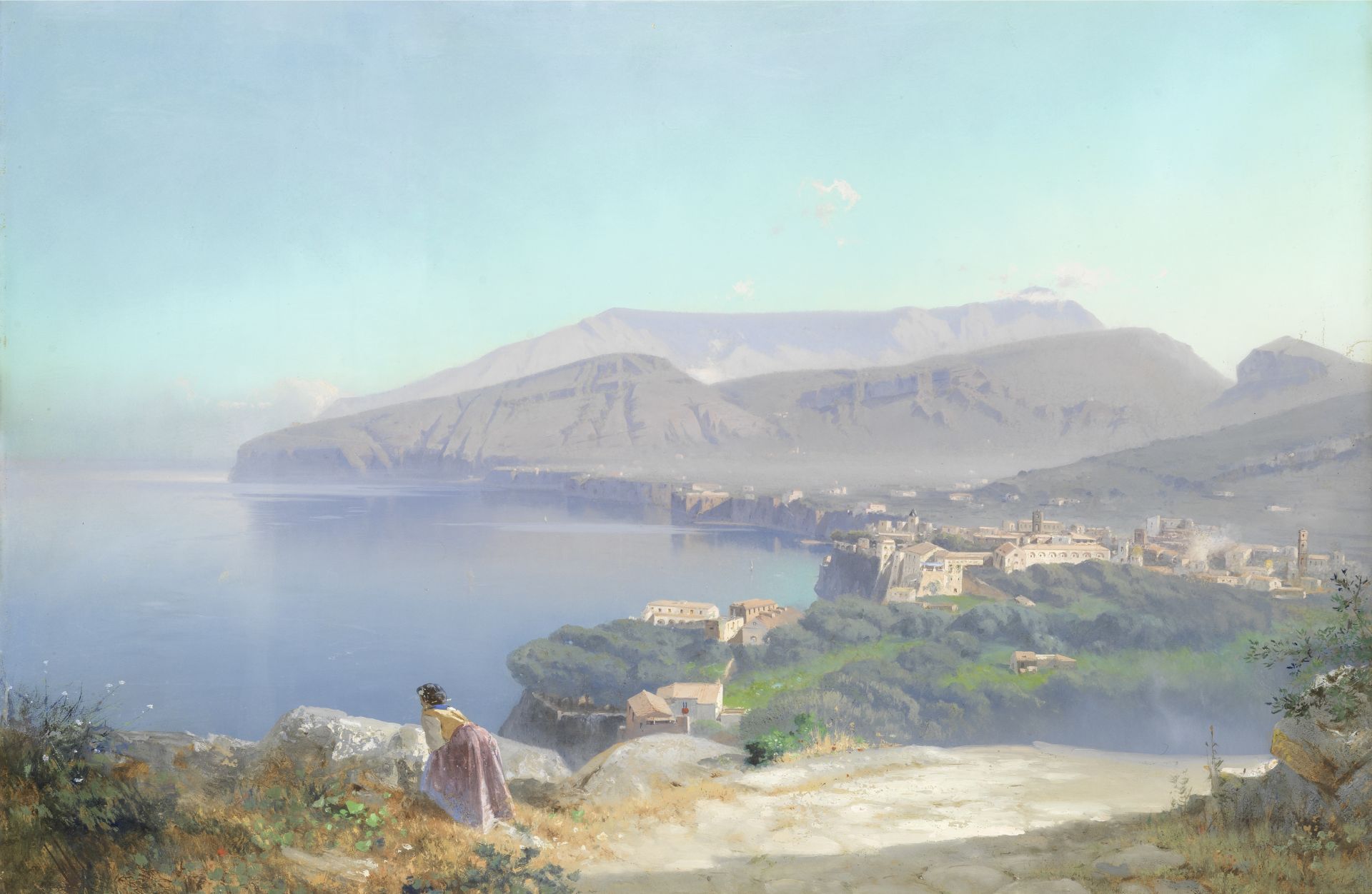 Neapolitan School (19th Century) A view across the bay