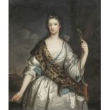 John Vanderbank (London 1694-1739) Portrait of a lady, as Diana, three-quarter-length, with a leo...