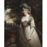 John Hoppner R.A. (London 1758-1810) Portrait of Lady Boothby, three-quarter-length, in a grey dr...