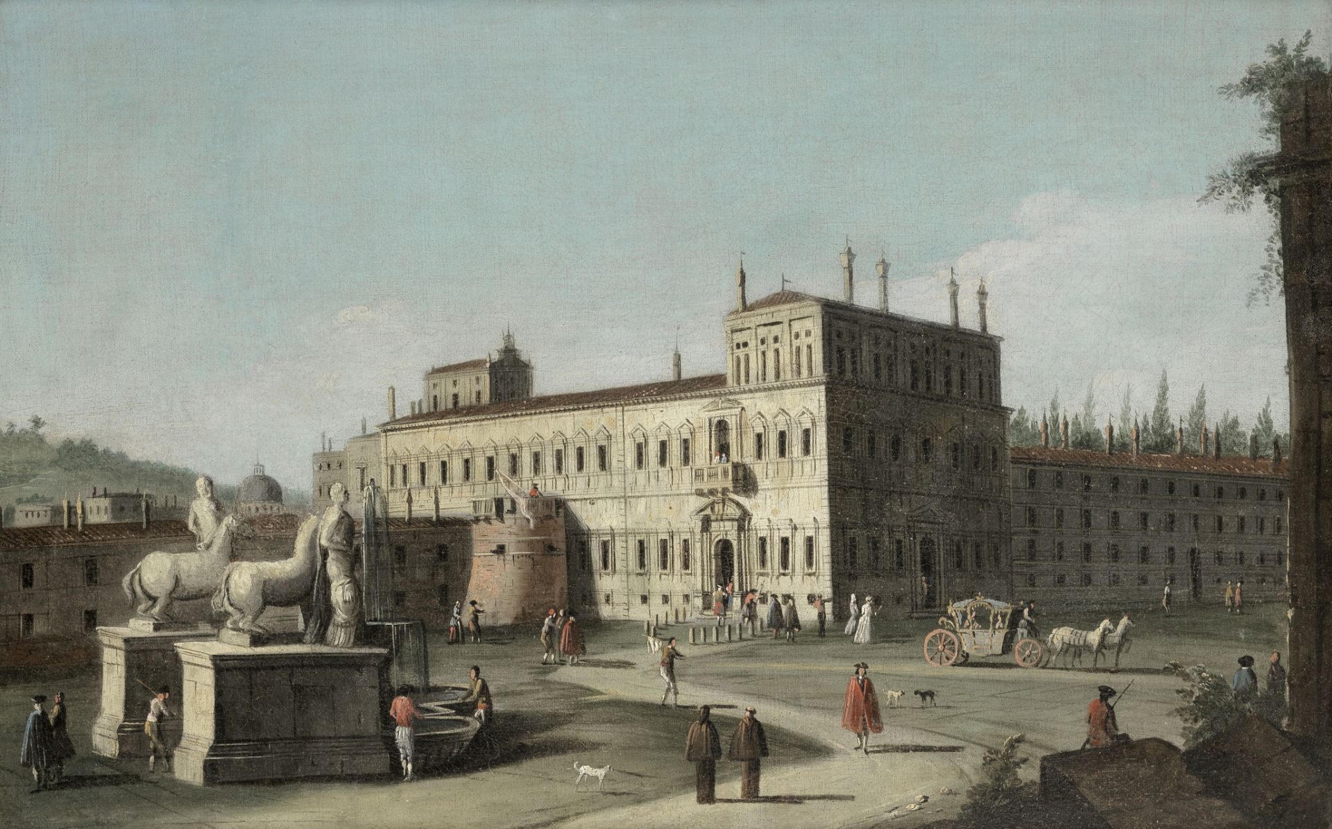 Attributed to Jacopo Fabris (Venice circa 1689-1761 Copenhagen) Piazza Quirinale, Rome