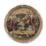 Florentine School, 16th Century A cavalry battle before a walled city 24.7 cm. (9 3/4 in.) diamet...