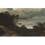 Cornelis Hendriksz. Vroom (Gdansk 1591-1661 Haarlem) A wooded landscape with travellers on a coun...