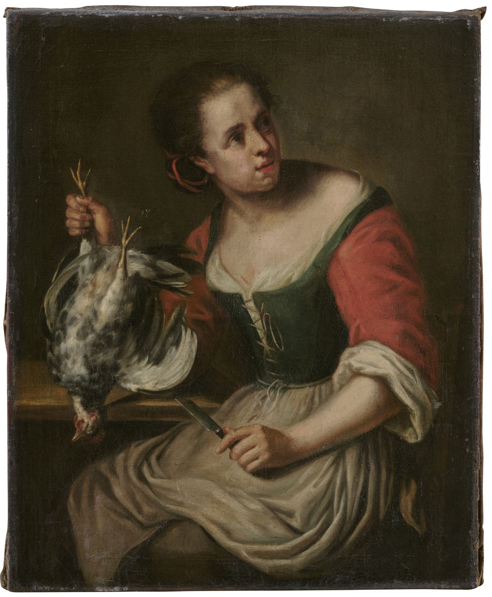 Austrian School, late 17th Century A cook plucking a chicken