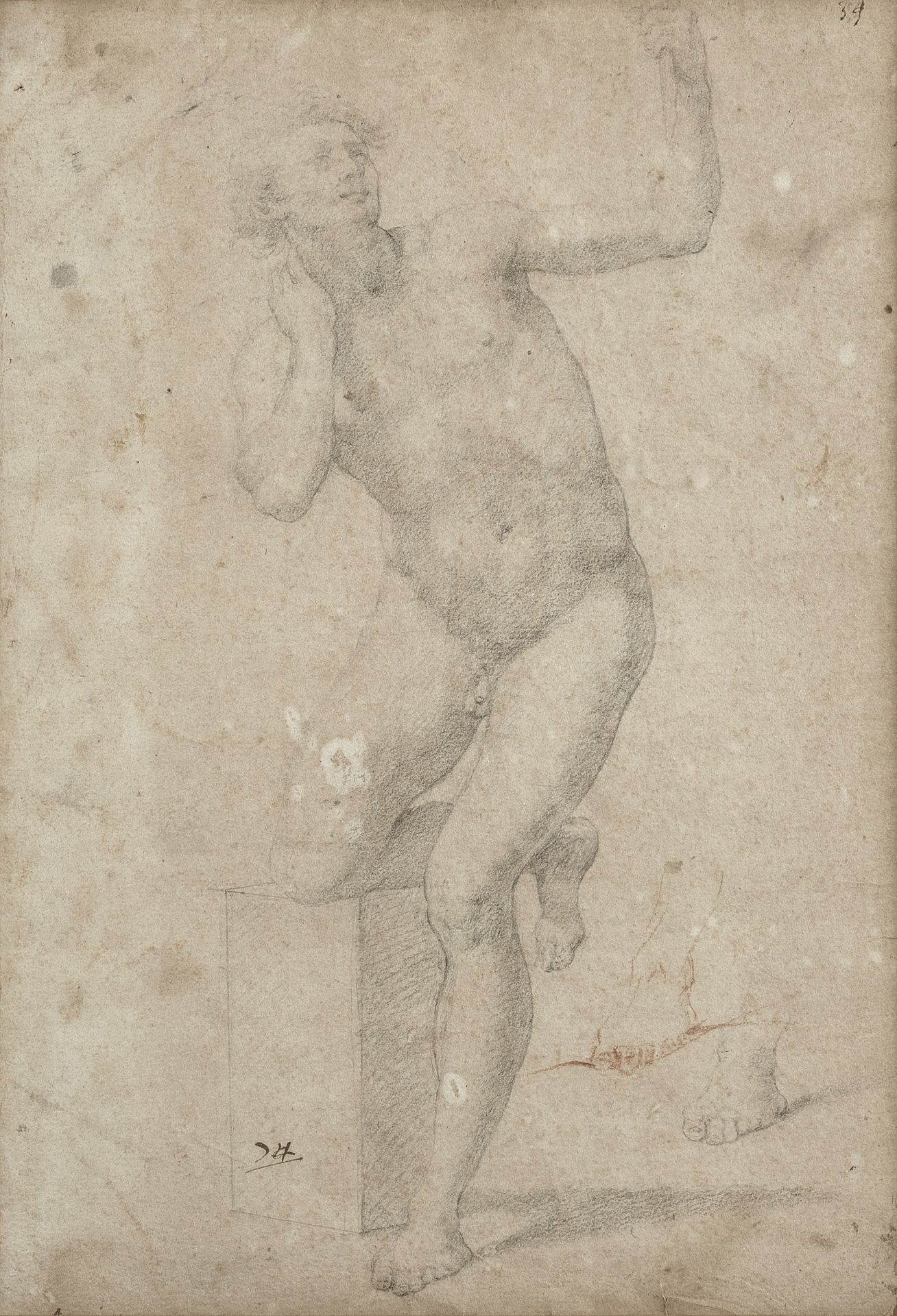 Alessandro di Cristofano Allori (Florence 1535-1607) Study for a nude male figure