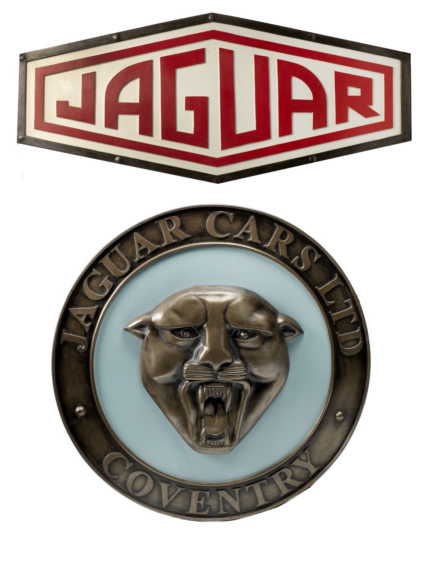 Two 'Jaguar' garage display emblems, ((2))