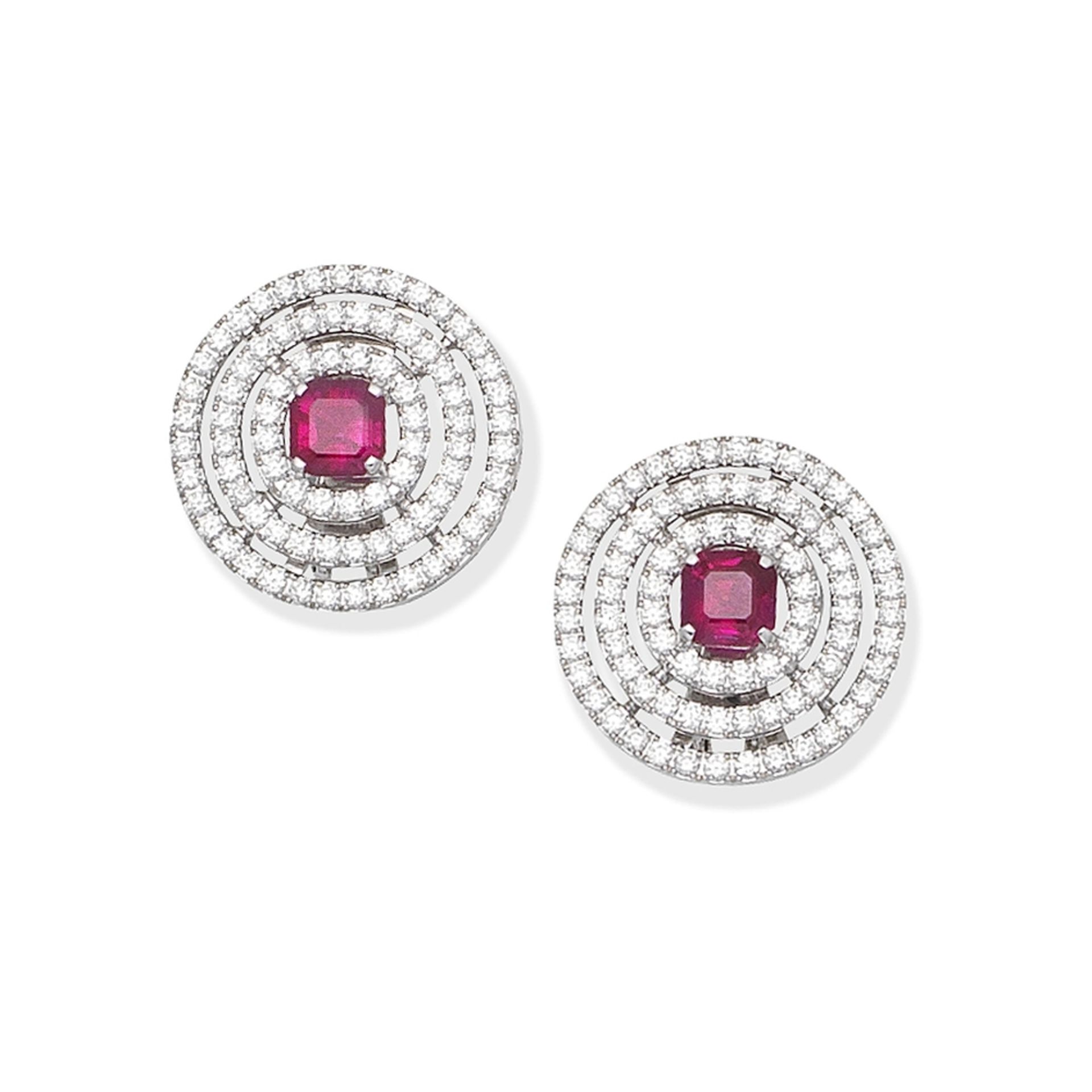 GRAFF: RUBY AND DIAMOND 'BULLSEYE' EARRINGS