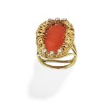 CORAL AND DIAMOND RING