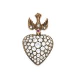 DIAMOND AND RUBY-SET PENDANT,