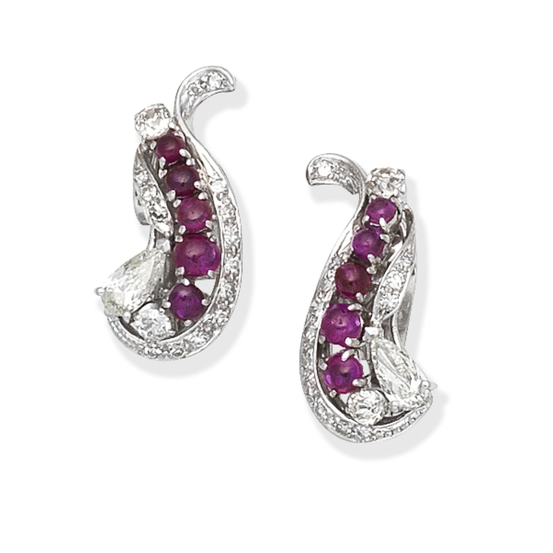 RUBY AND DIAMOND EARCLIPS