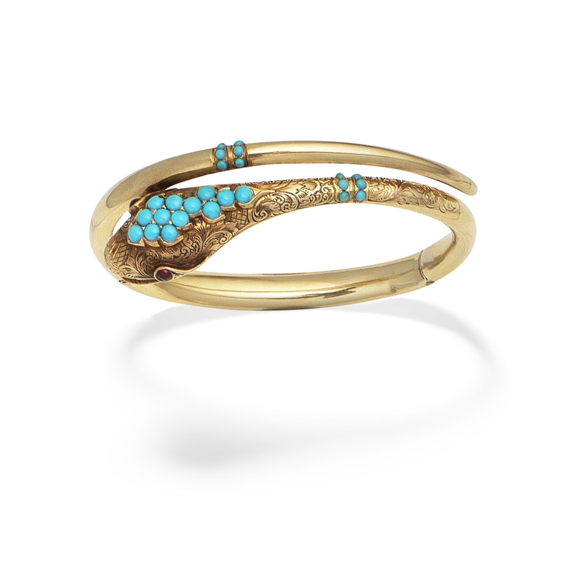 TURQUOISE-SET SERPENT BANGLE,