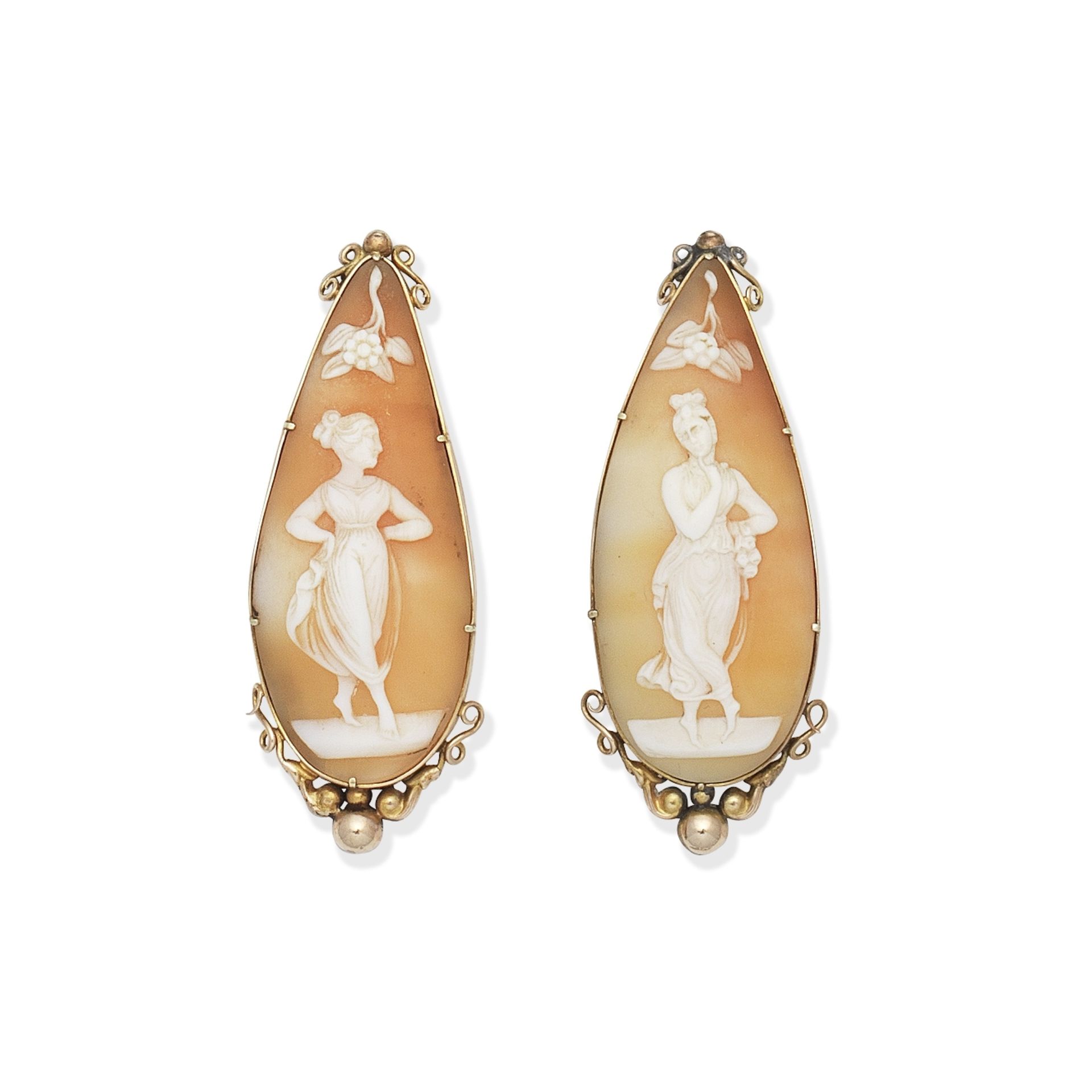 TWO SHELL CAMEO BROOCHES,
