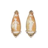 TWO SHELL CAMEO BROOCHES,