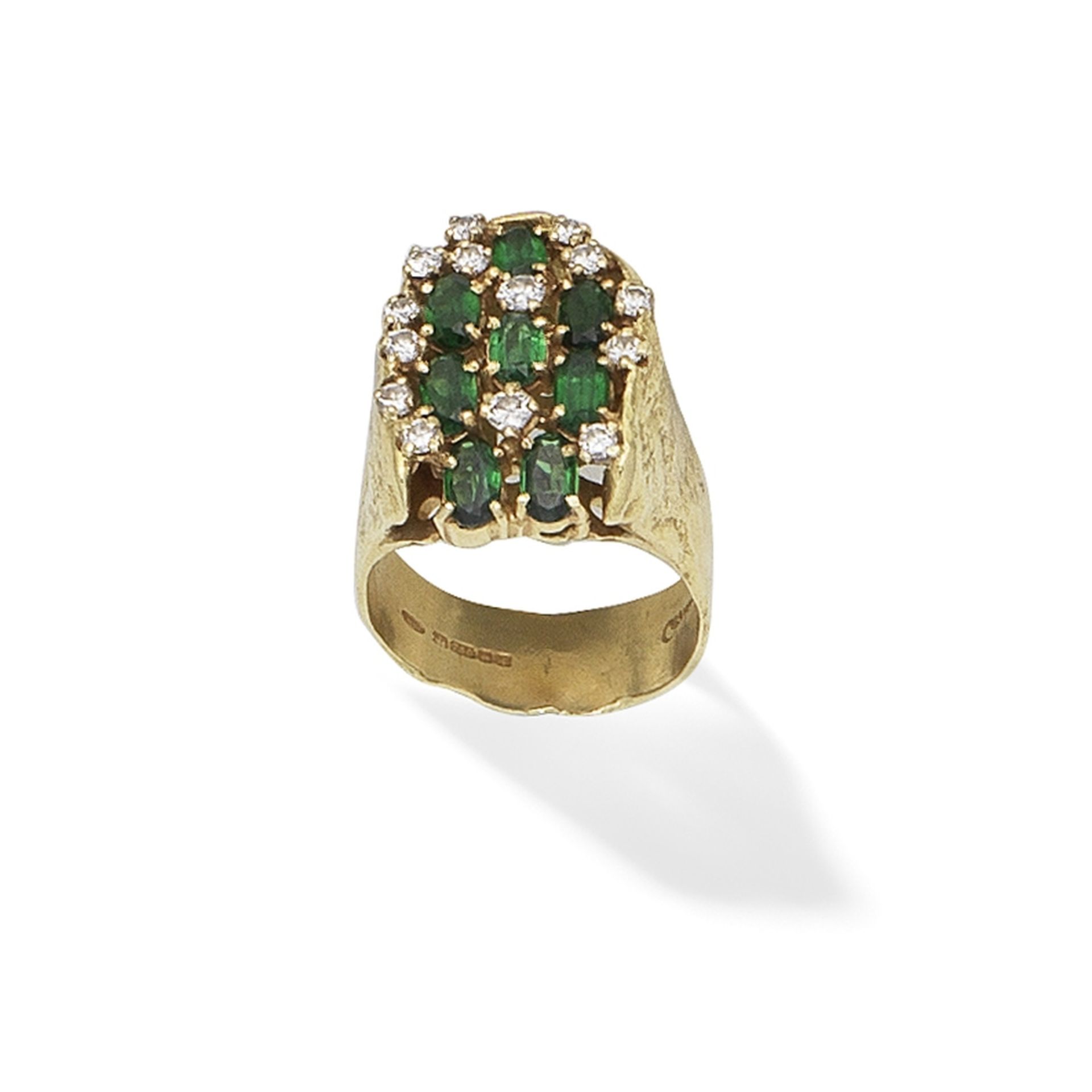 TERRY WALDRON: GREEN GARNET AND DIAMOND-SET DRESS RING,