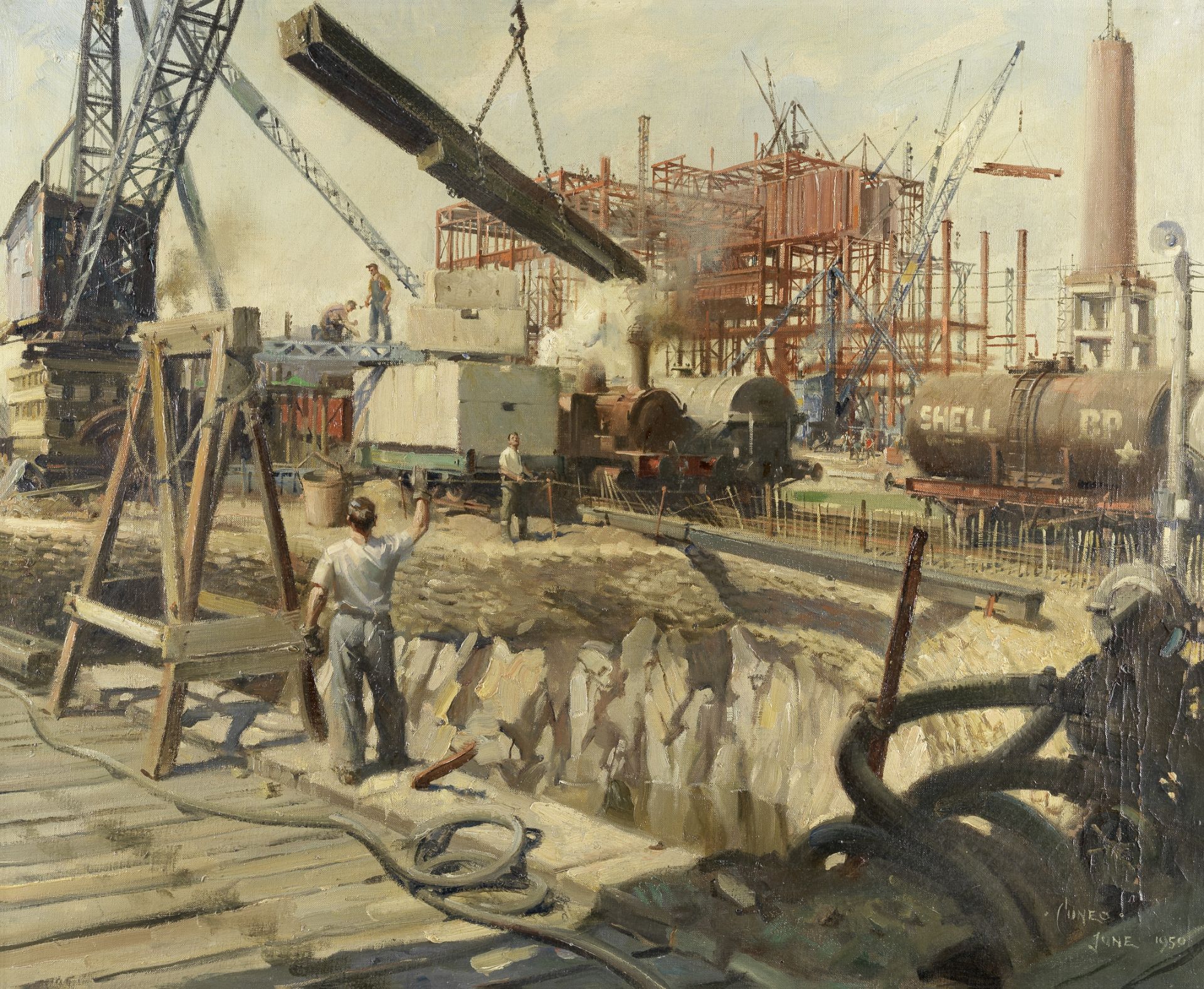 Terence Cuneo (British, 1907-1996) Oil Refinery