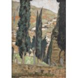 Roger Fry (British, 1866-1934) Cypresses, Broussa (Painted in 1911with a further unfinished lands...