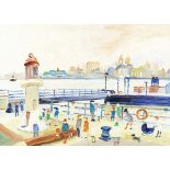 Fred Yates (British, 1922-2008) Liverpool Waterfront, Evening