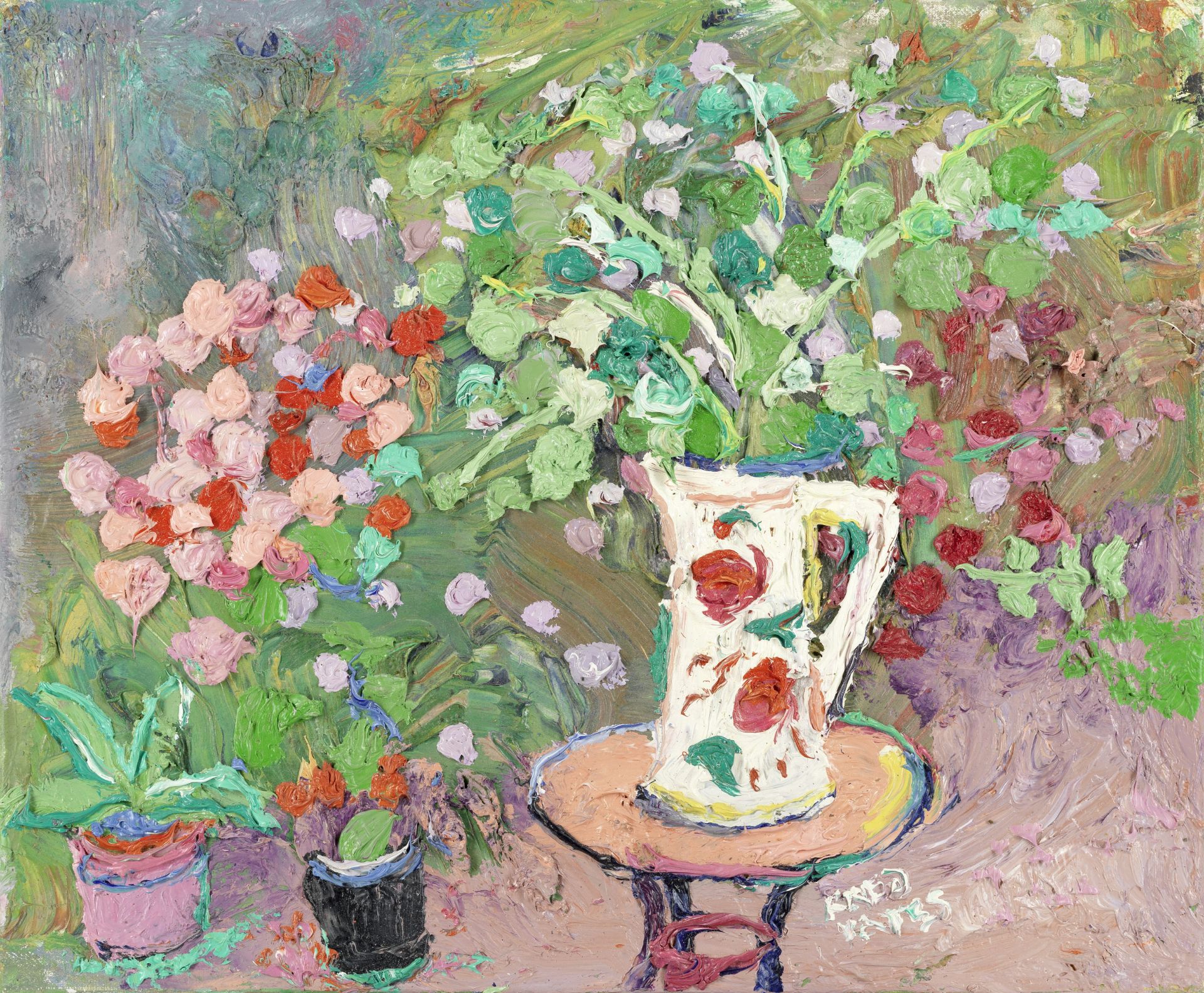 Fred Yates (British, 1922-2008) Jug and Plants (unframed)