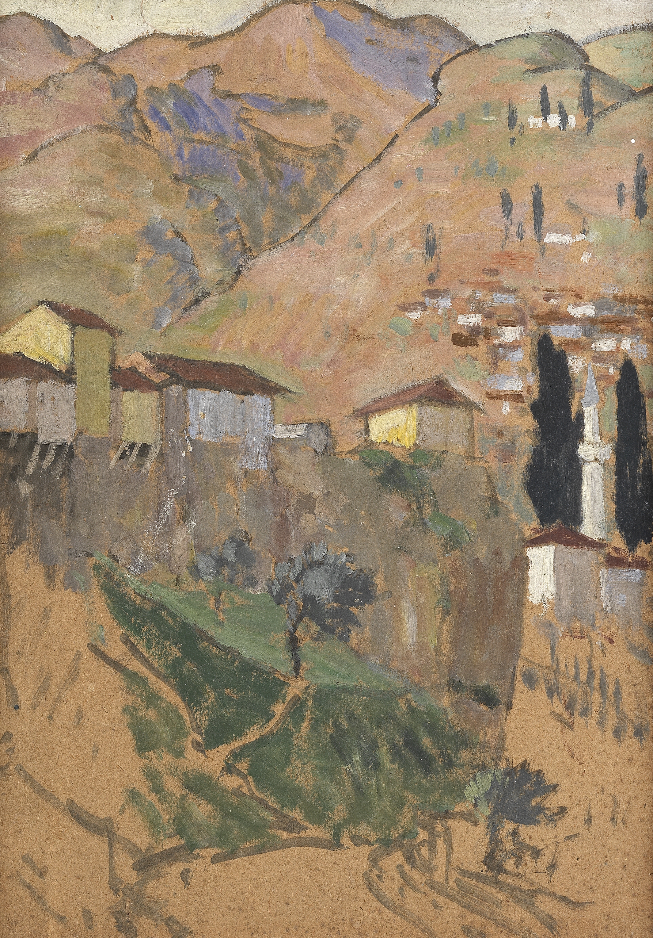 Roger Fry (British, 1866-1934) Ravine with Houses, Broussa (Painted in 1911)