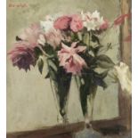 Eliot Hodgkin (British, 1905-1987) Roses (Painted circa 1936with a further oil portrait of a man,...