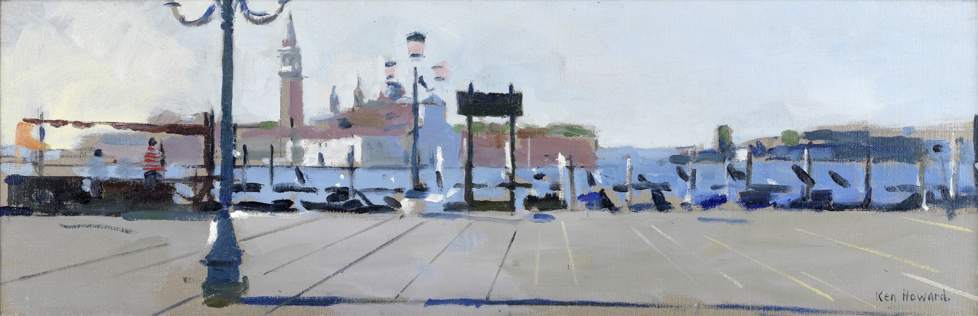 Ken Howard R.A. (British, born 1932) Gondoliers on the Lagoon, Venice