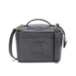 Black Caviar Leather Vanity Bag, Chanel, c. 1996-96, (Includes shoulder strap)