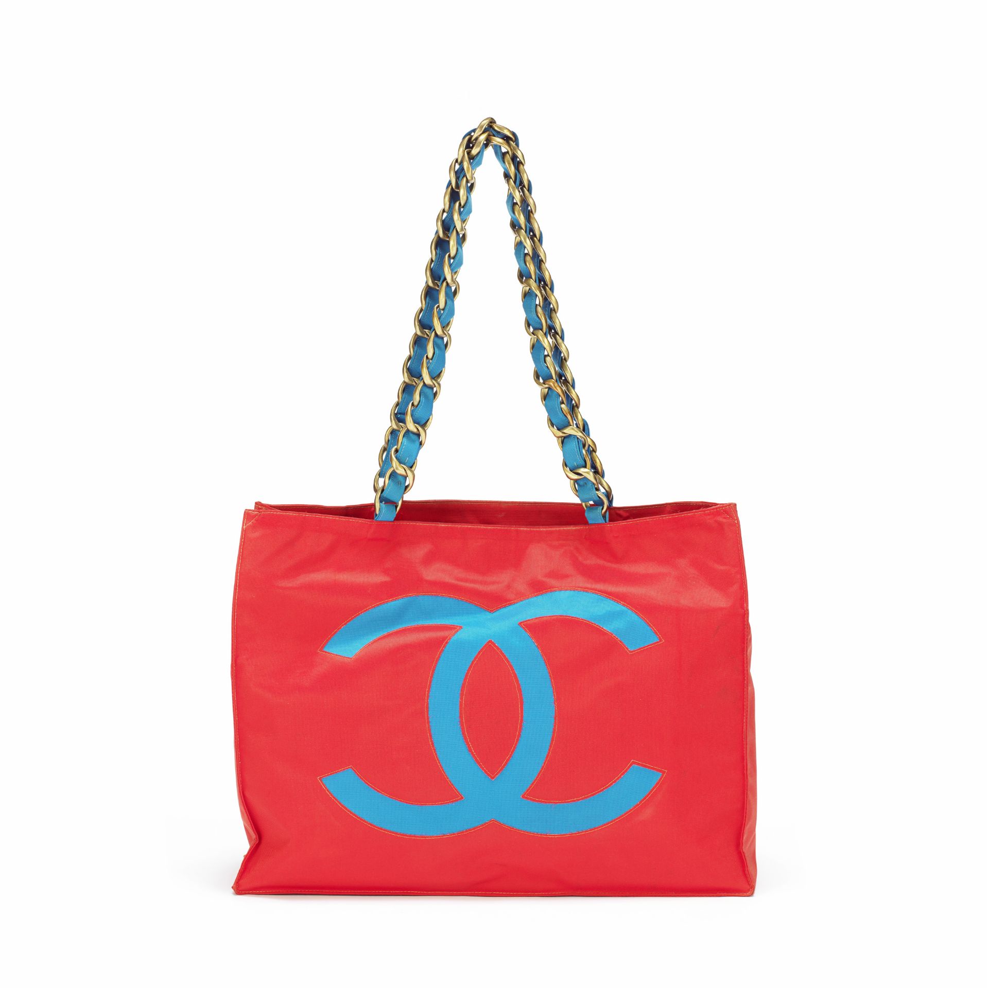 Red and Blue Canvas Shopper, Chanel, 1991-94, (Includes serial sticker and authenticity card)