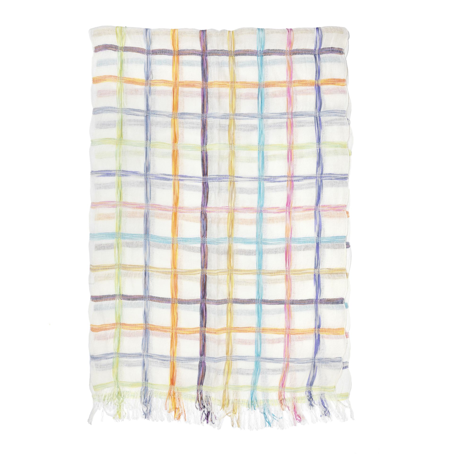 White and Pastel Check Shawl, Loro Piana,