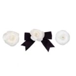 Three Silk Camellia Pin Brooches, Chanel, 1990s, (Includes two boxes)