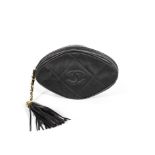 Black Satin Oval Tassel Clutch, Chanel, 1989-91, (Includes serial sticker, authenticity card and ...