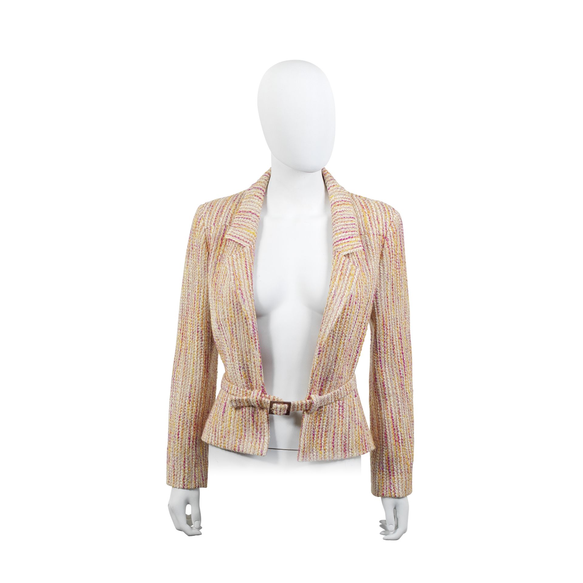 Yellow and Pink Boucle Belted Jacket, Chanel, Autumn, 2001,