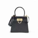 Black Lizard Giancini Mini Bag, Salvatore Ferragamo, 1990s, (Includes shoulder strap, 50cm shoul...