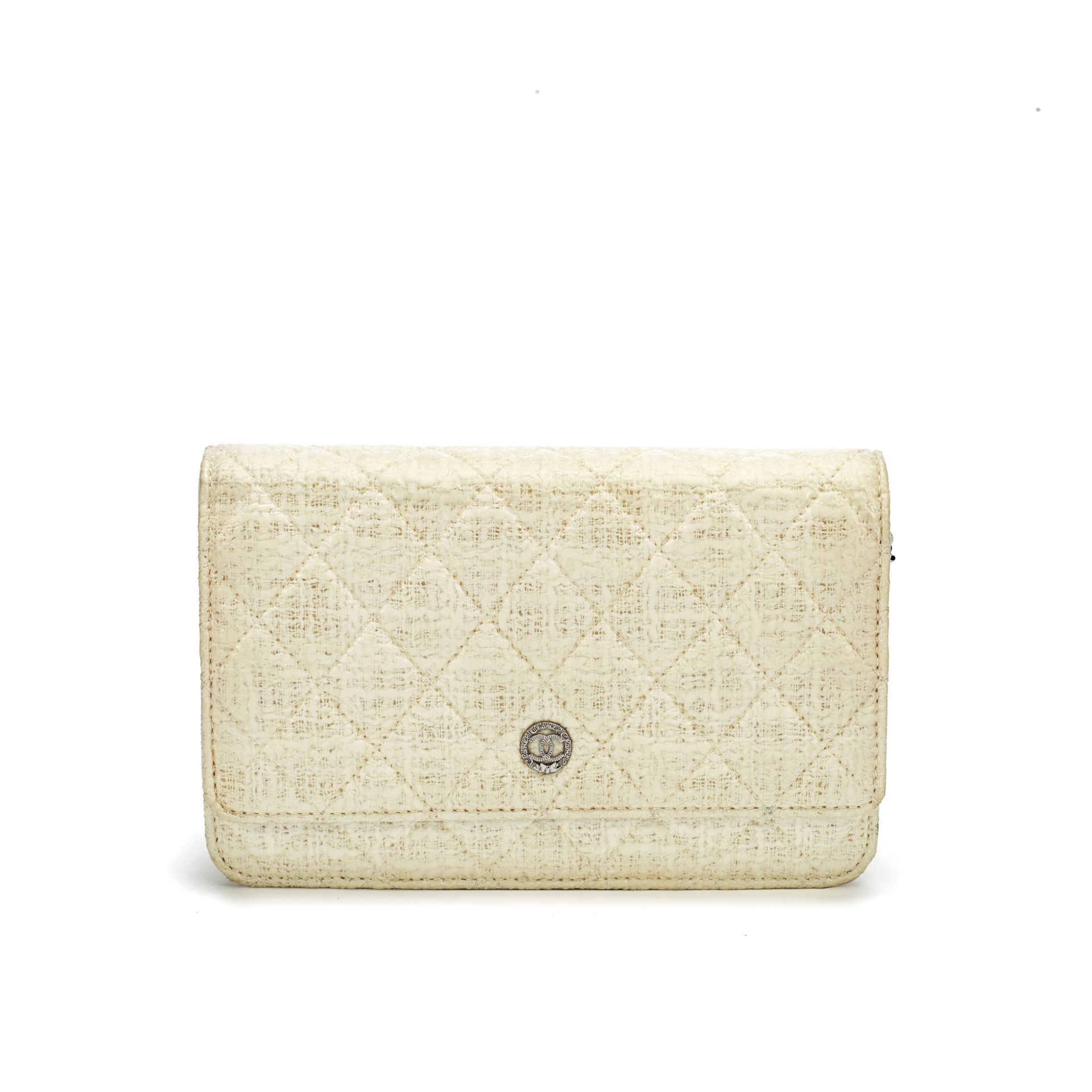 Cream Coated Tweed Wallet on Chain (WOC), Chanel, c. 2012-13, (Includes serial sticker and dust bag)
